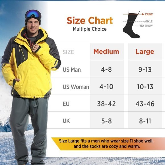 2Pairs Thermal Socks for Men,Heated Thick Crew Socks,Warm Winter Socks Insulated - Picture 3 of 6